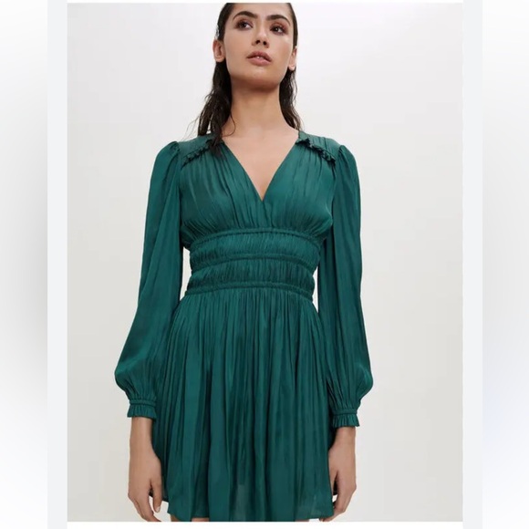 Maje Satin Dress With Ruffles - Picture 4 of 10